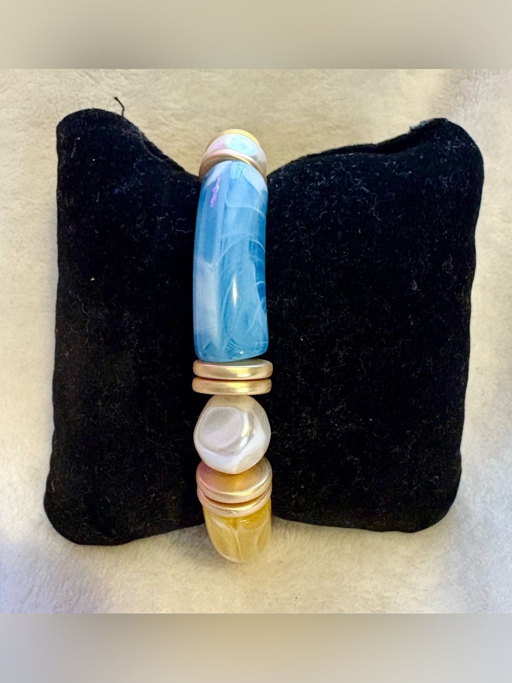 Plunder Blue & Yellow Resin  Bead Stretch Bracelet Brand